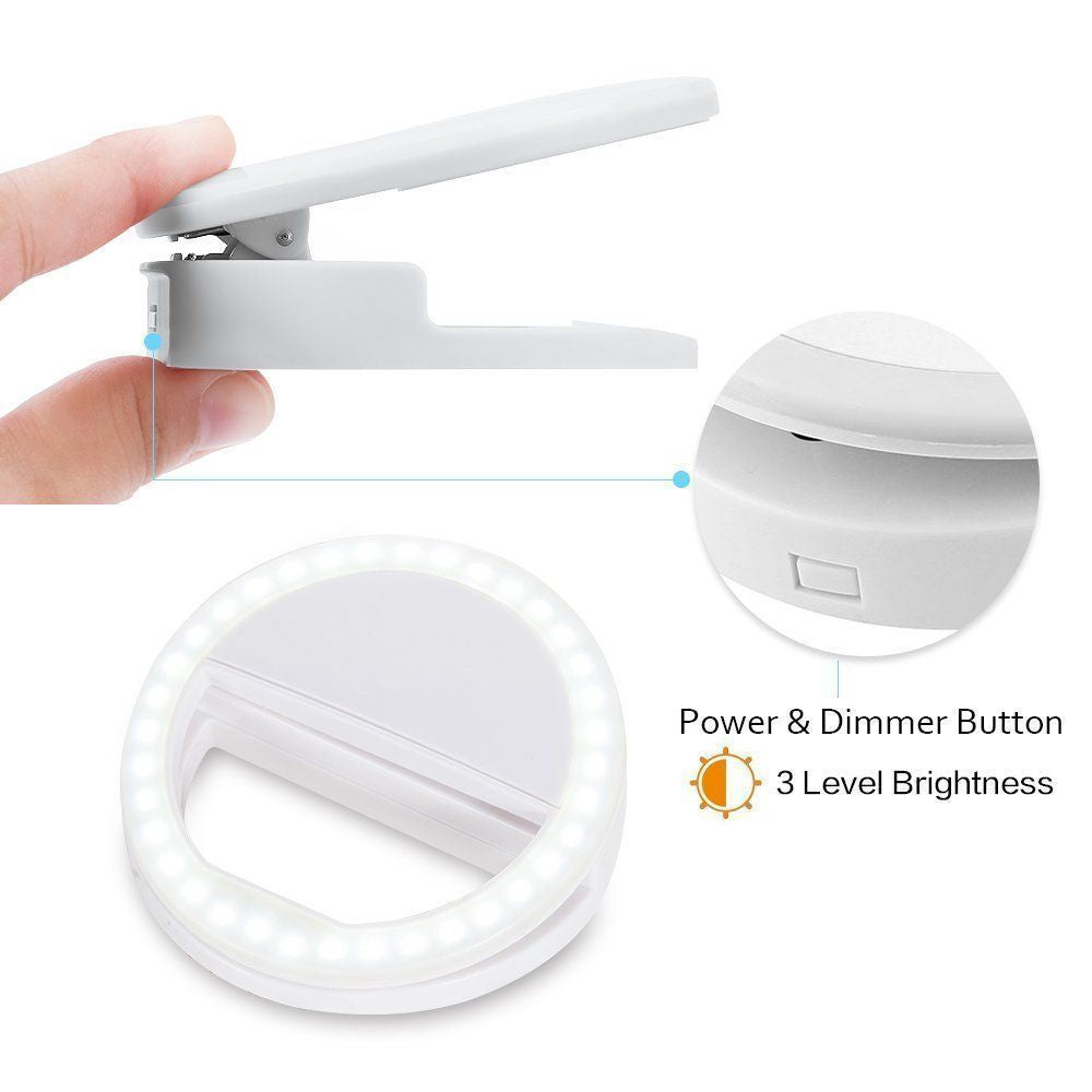 Portable Clip-On Selfie Ring Light for Phone – Rechargeable LED Light for TikTok, Live Stream & Makeup