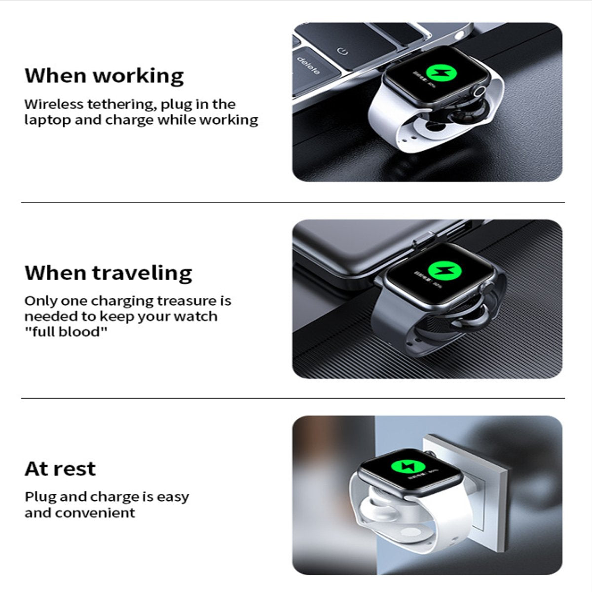Apple Watch USB Charger - Magnetic USB Charger compatible with Apple Watch - Fast charging Replacement cable (1m)