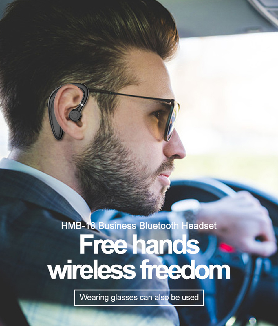 Long Standby Wireless Bluetooth 5.0 Headset with Noise Reduction Mic - Handsfree Business Earpiece
