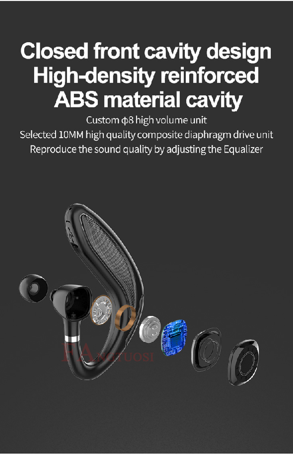 Long Standby Wireless Bluetooth 5.0 Headset with Noise Reduction Mic - Handsfree Business Earpiece